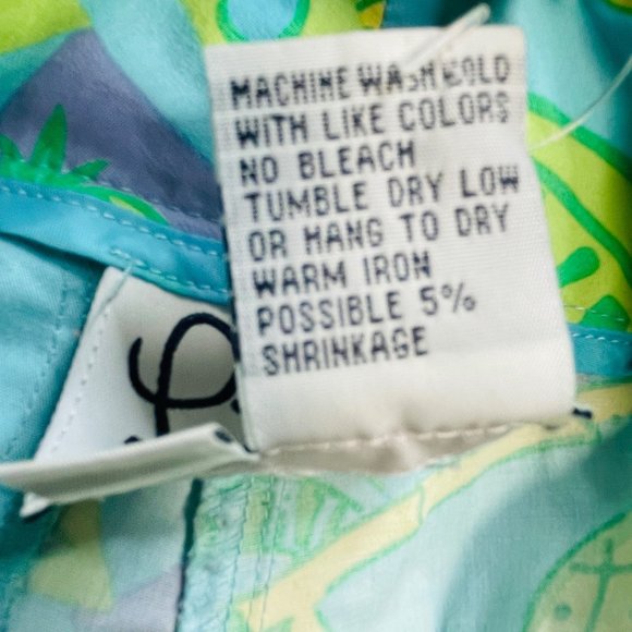 Lilly Pulitzer 4 Liza Capri Macadamia Print Pants Blue Yellow Capri - Picture 8 of 8